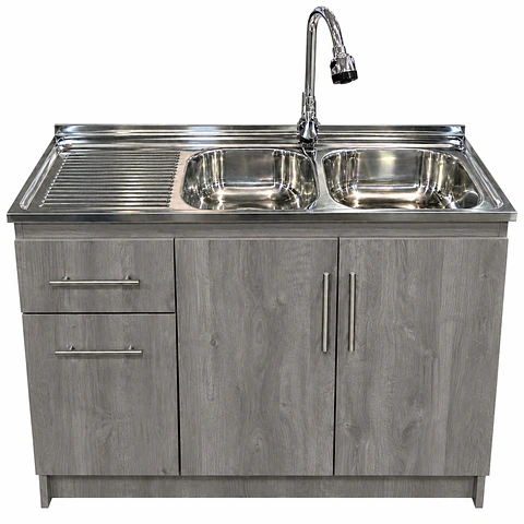 Mueble de Cocina Melamina Roble Gris Izq 120x52x90 cm