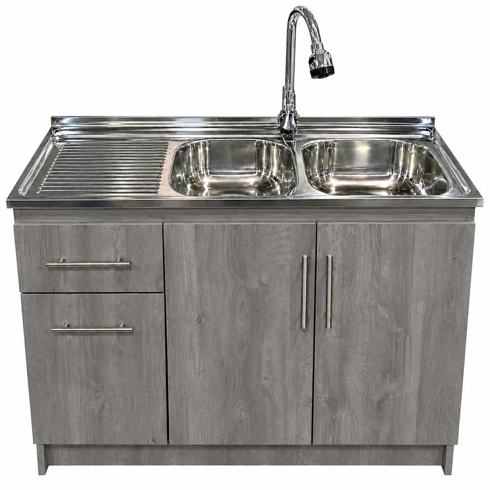Mueble de Cocina Melamina Roble Gris Izq 120x52x90 cm 1