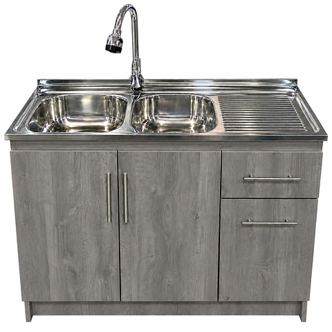 Mueble de Cocina Melamina Roble Gris Der 120x52x90 cm