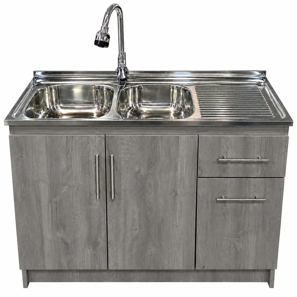 Mueble de Cocina Melamina Roble Gris Der 120x52x90 cm 1