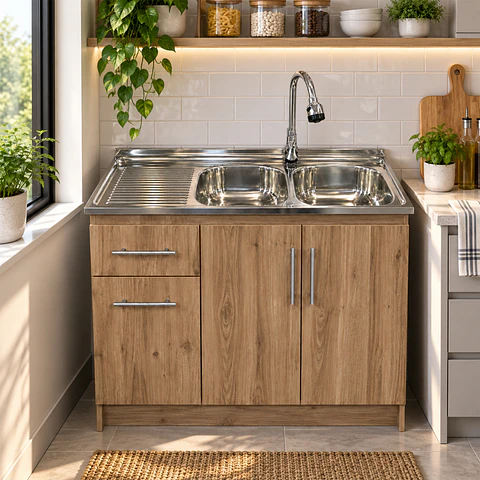 Mueble de Cocina Melamina Roble Rustico Izq 120x52x90 cm