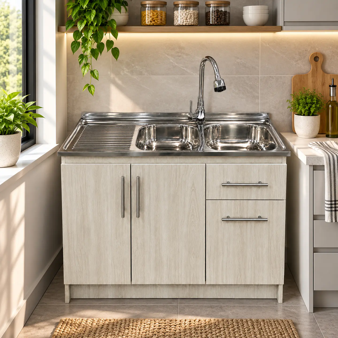 Mueble de Cocina Melamina Roble Nórdico Izq 120x52x90 cm 2