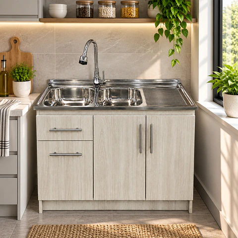 Mueble de Cocina Melamina Roble Nórdico Der 120x52x90 cm