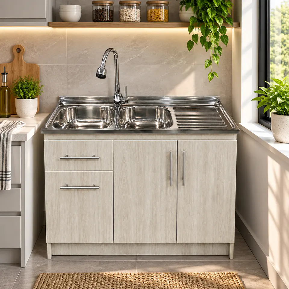 Mueble de Cocina Melamina Roble Nórdico Der 120x52x90 cm 2