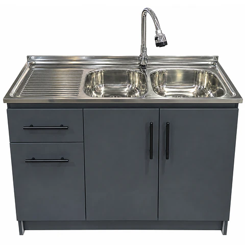 Mueble de Cocina Melamina Gris Grafito Izq 120x52x90 cm