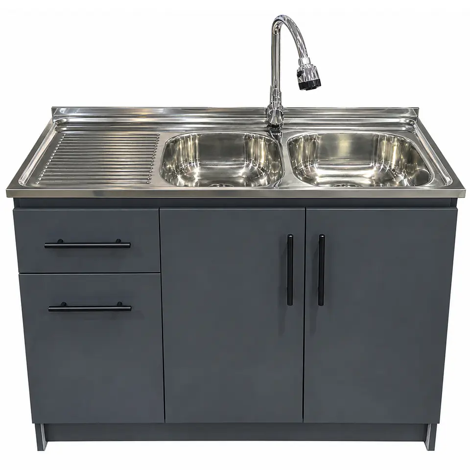 Mueble de Cocina Melamina Gris Grafito Izq 120x52x90 cm 1