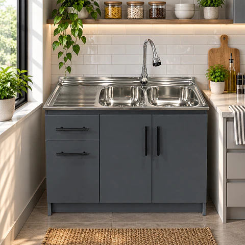Mueble de Cocina Melamina Gris Grafito Izq 120x52x90 cm