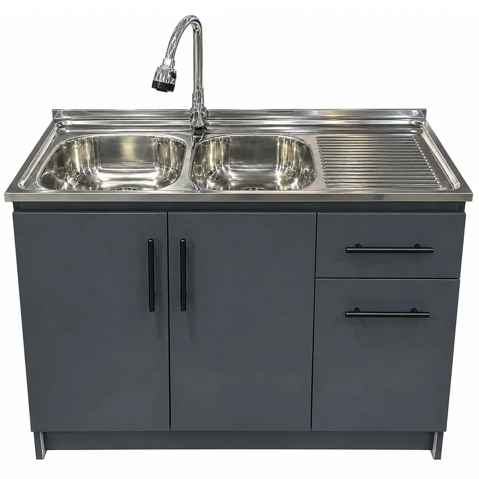 Mueble de Cocina Melamina Gris Grafito Der 120x52x90 cm 1