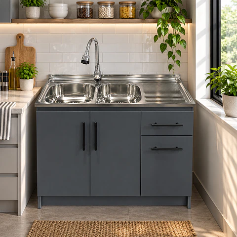 Mueble de Cocina Melamina Gris Grafito Der 120x52x90 cm