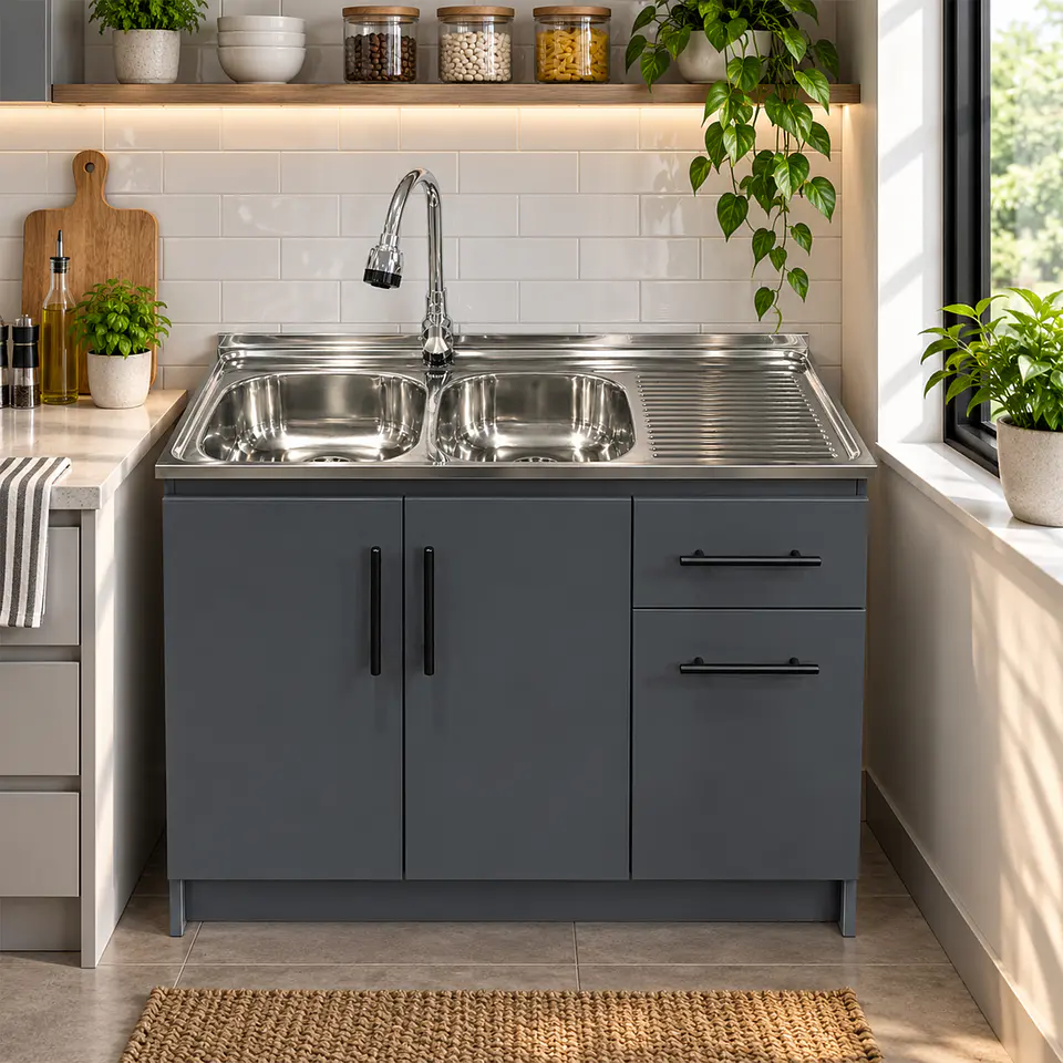 Mueble de Cocina Melamina Gris Grafito Der 120x52x90 cm 2