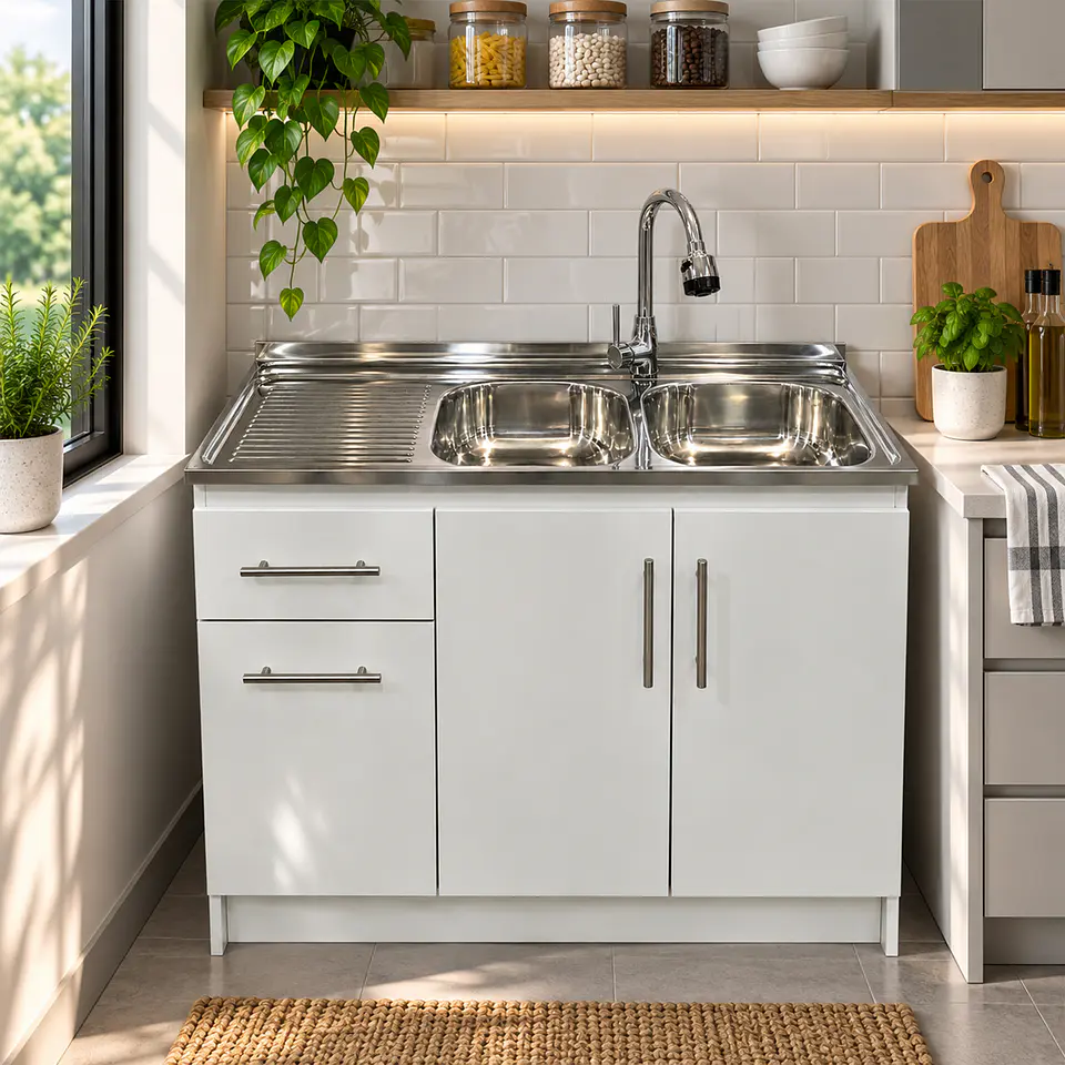 Mueble de Cocina Melamina Blanco Izq 120x52x90 cm 2