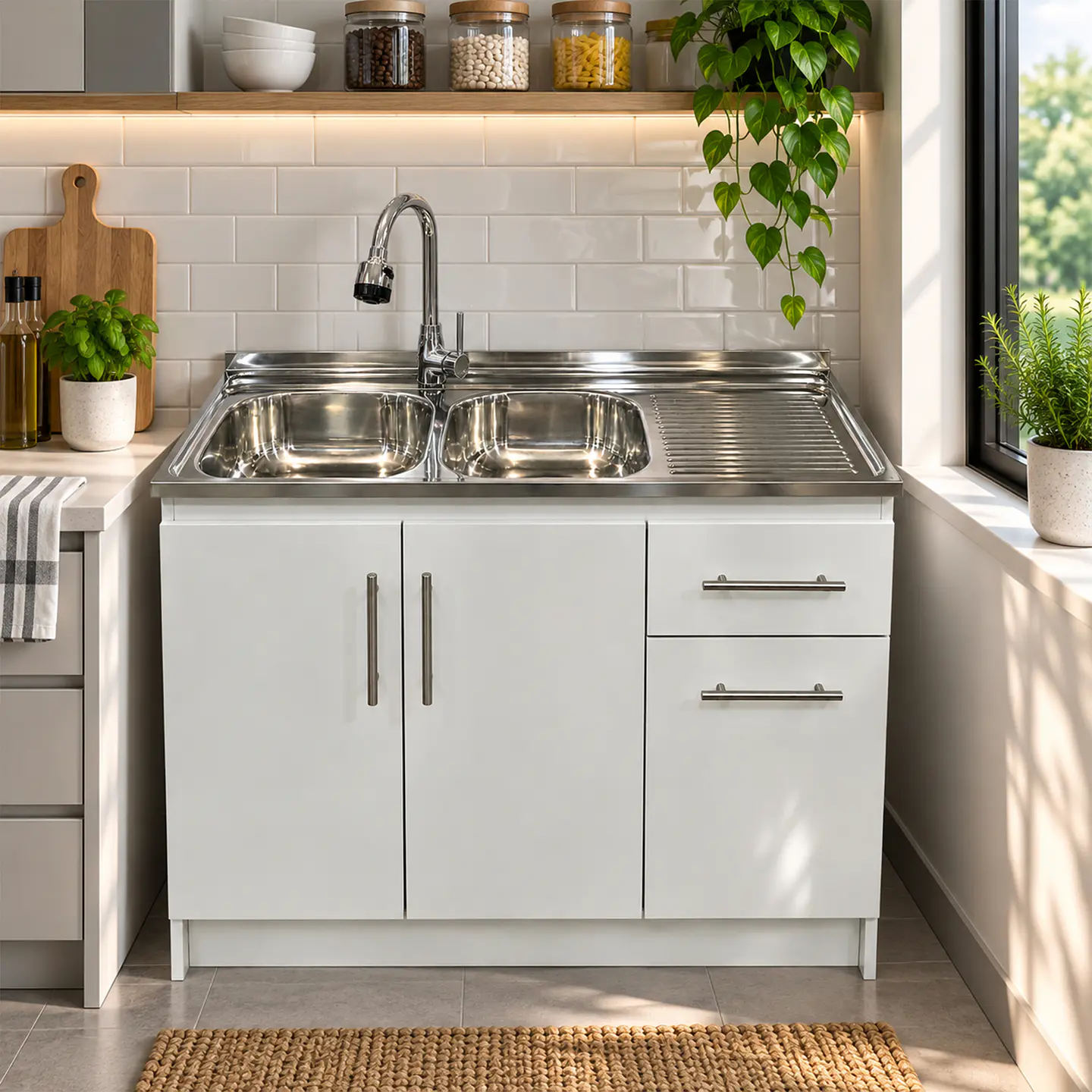 Mueble de Cocina Melamina Blanco Der 120x52x90 cm 2