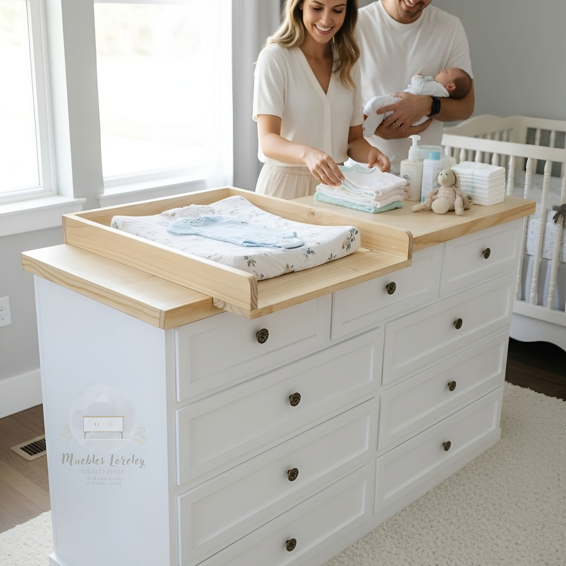 Cómoda con mudador de 9 cajones 1