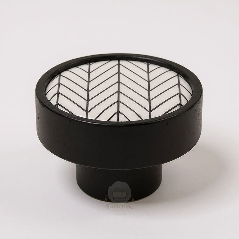 Pomo decorativo negro geométrico 1