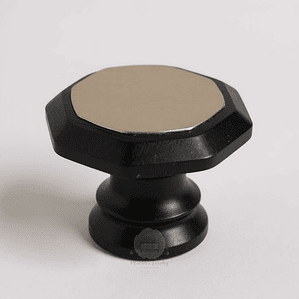 Tirador pomo negro con detalle metálico