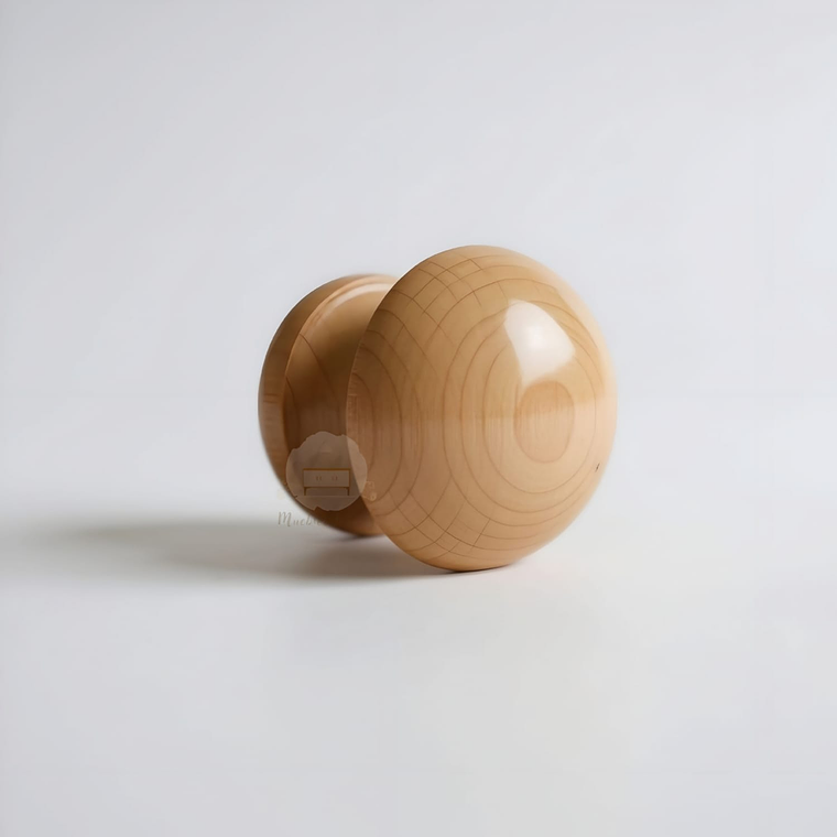 Tirador pomo de madera natural pulido 1