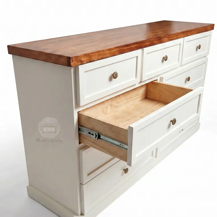 Cómoda de Madera 9 cajones Blanca y Caoba - Tiradores premium de la foto incluidos 8