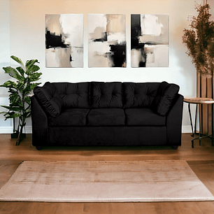 Sofá Bonsai Felpa Negro 3c
