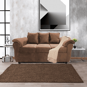 Sofá Ezeiza 3c + 1 Pouf Felpa Café