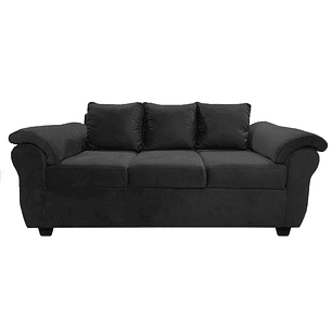 Sofá Ezeiza 3c + 1 Pouf Felpa Negro