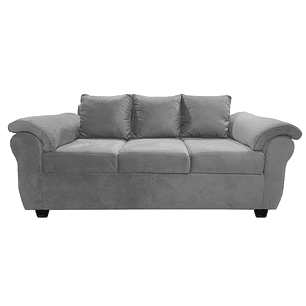 Sofá Ezeiza 3c + 1 Pouf Felpa Gris