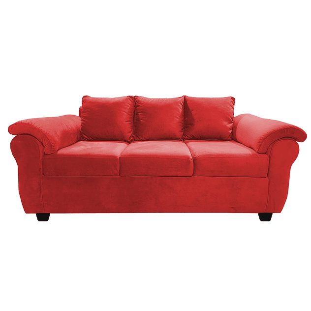 Sofá Ezeiza 3c + 1 Pouf Felpa Rojo 3