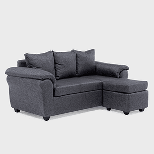 Sofá Ezeiza 3c + 1 Pouf Tela Gris - TH