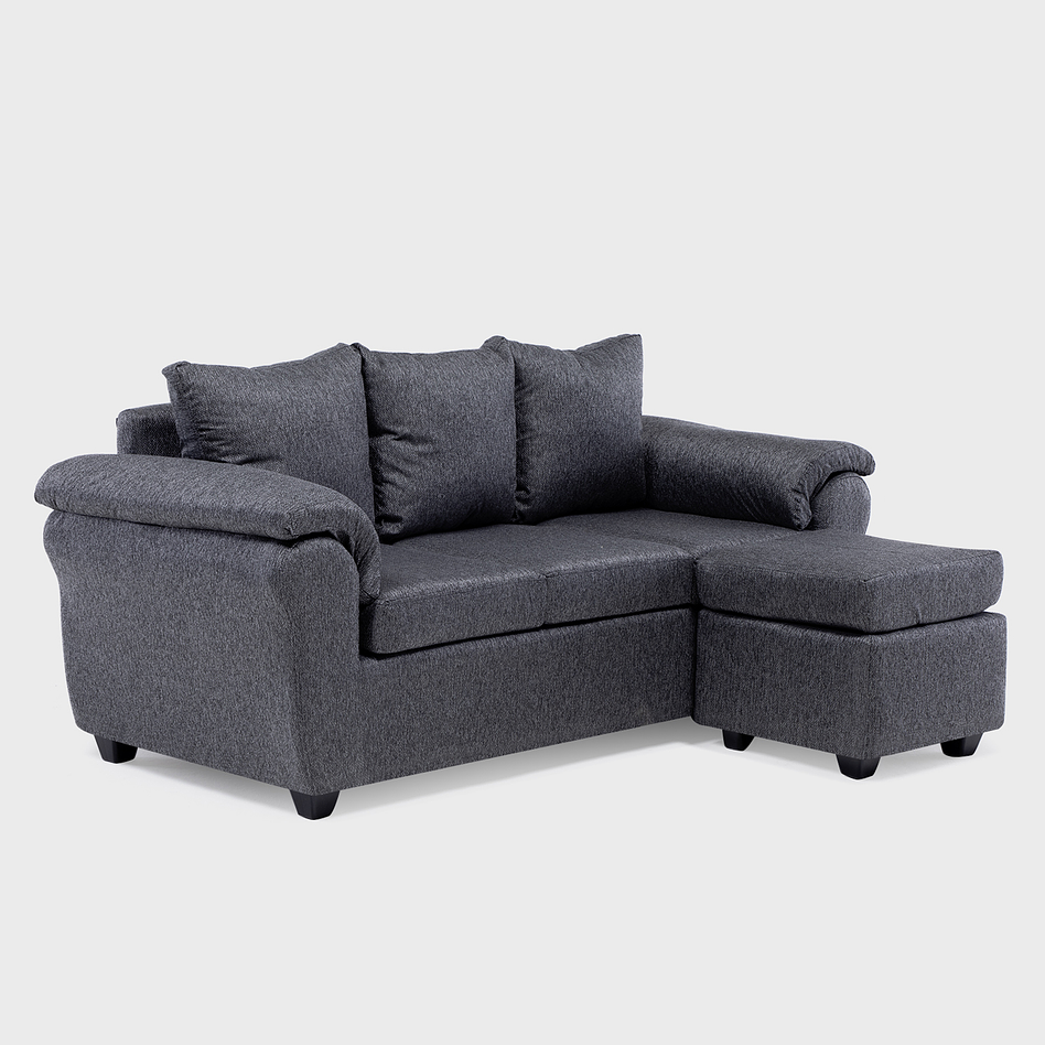 Sofá Ezeiza 3c + 1 Pouf Tela Gris - TH 2