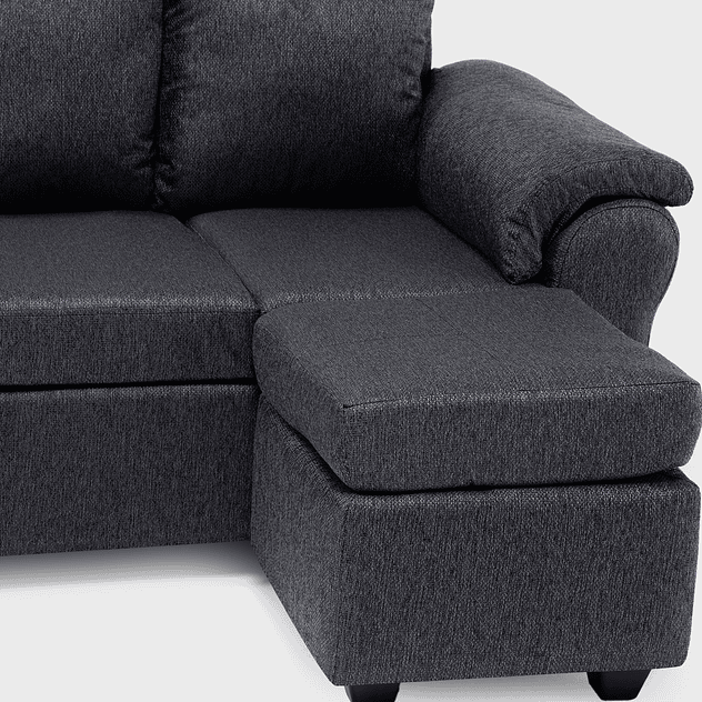 Sofá Ezeiza 3c + 1 Pouf Tela Gris - TH 7