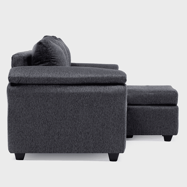 Sofá Ezeiza 3c + 1 Pouf Tela Gris - TH 10