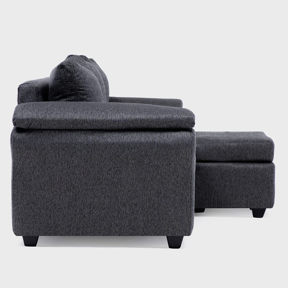 Sofá Ezeiza 3c + 1 Pouf Tela Gris - TH 10