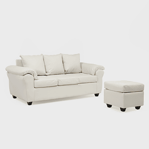 Sofá Ezeiza 3c + 1 Pouf Pu Beige
