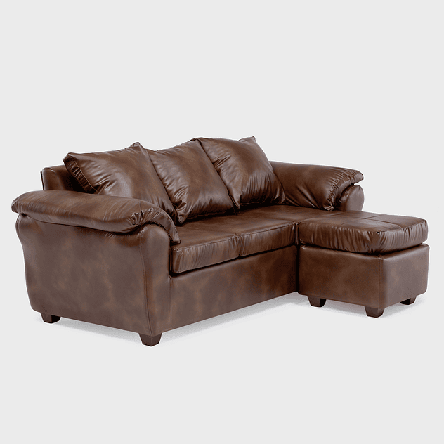 Sofá Ezeiza 3c + 1 Pouf Pu Café Envejecido 3