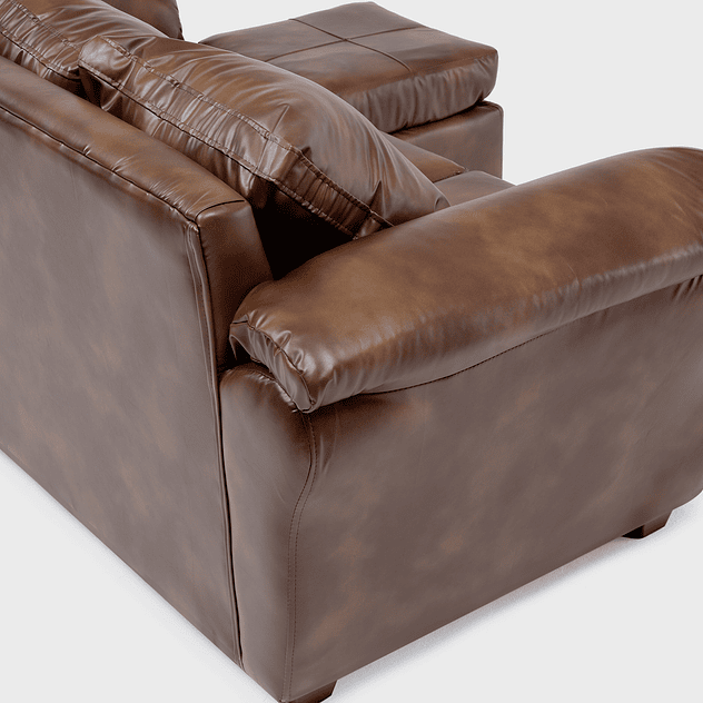 Sofá Ezeiza 3c + 1 Pouf Pu Café Envejecido 9