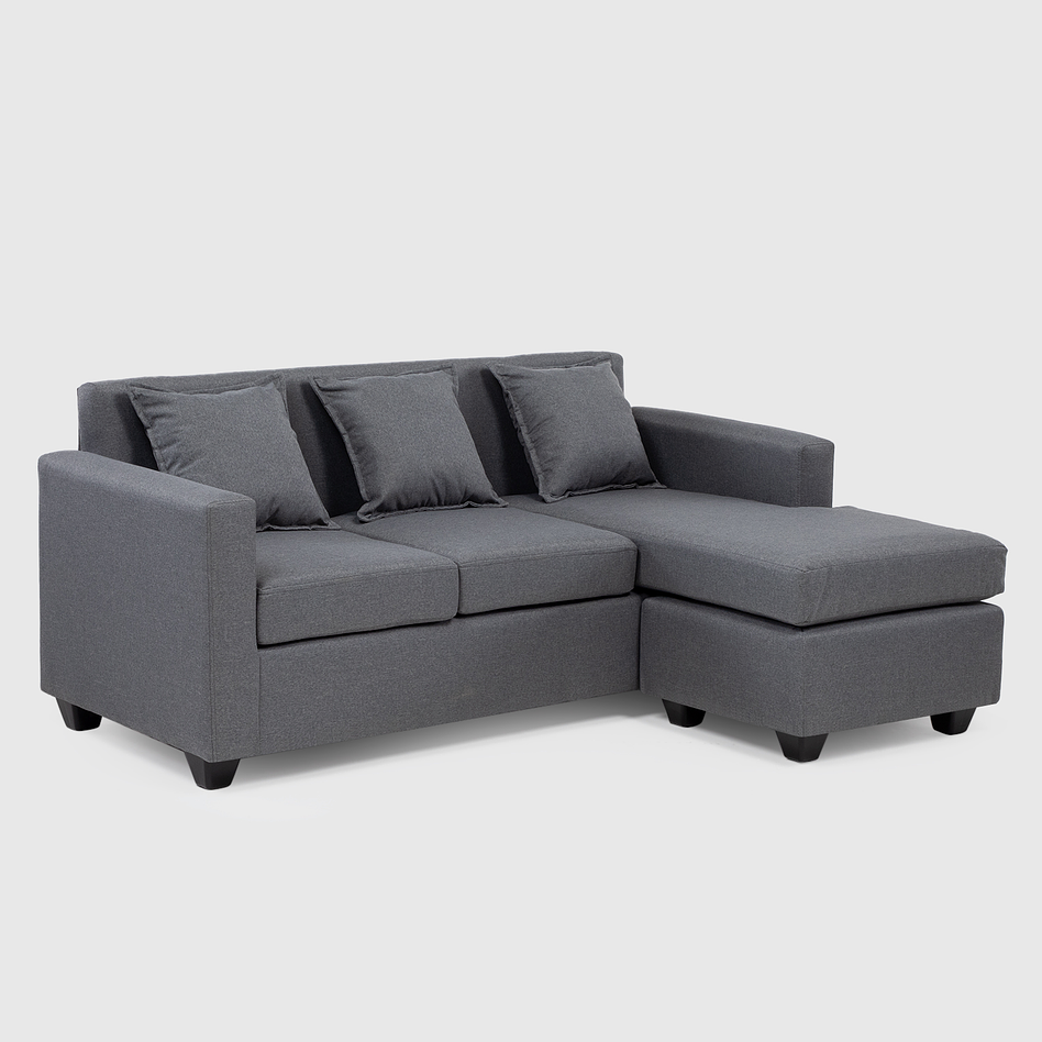 Seccional Charlotte Intercambiable Tela Gris 3.1 3