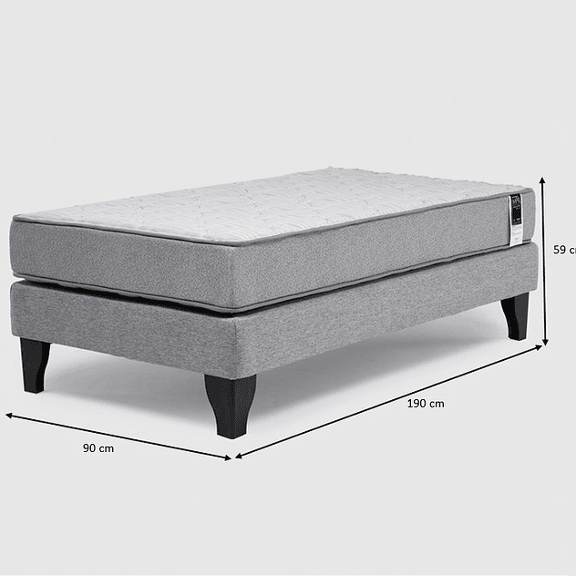 Cama Europea Feel 1 Plaza Tela Gris 5