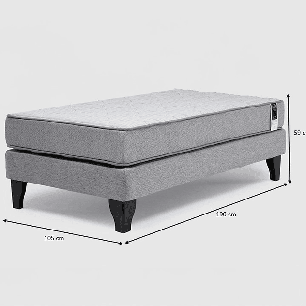 Cama Europea Feel 1.5 Plaza Tela Gris 5