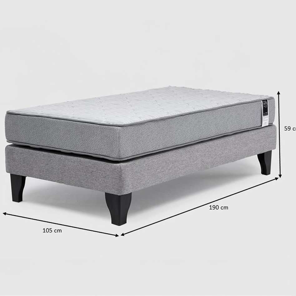 Cama Europea Feel 1.5 Plaza Tela Gris 5