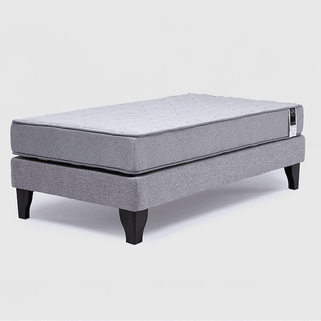 Cama Europea Feel 1.5 Plaza Tela Gris 1