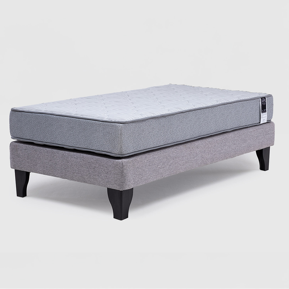 Cama Europea Feel 1.5 Plaza Tela Gris 1