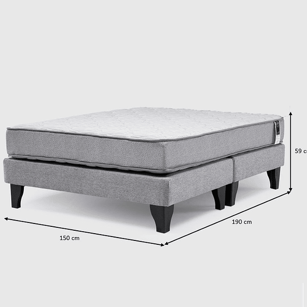 Cama Europea Feel 2 Plaza Tela Gris 5
