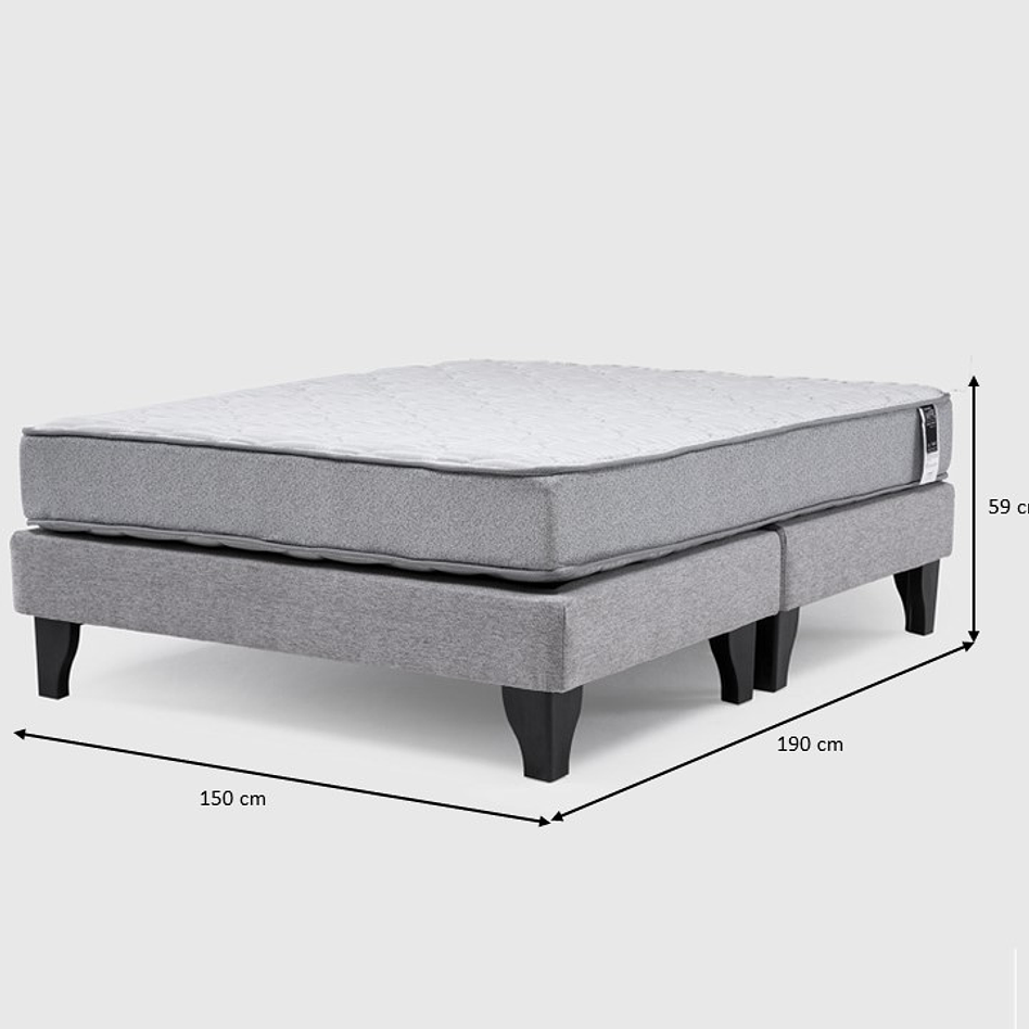Cama Europea Feel 2 Plaza Tela Gris 5
