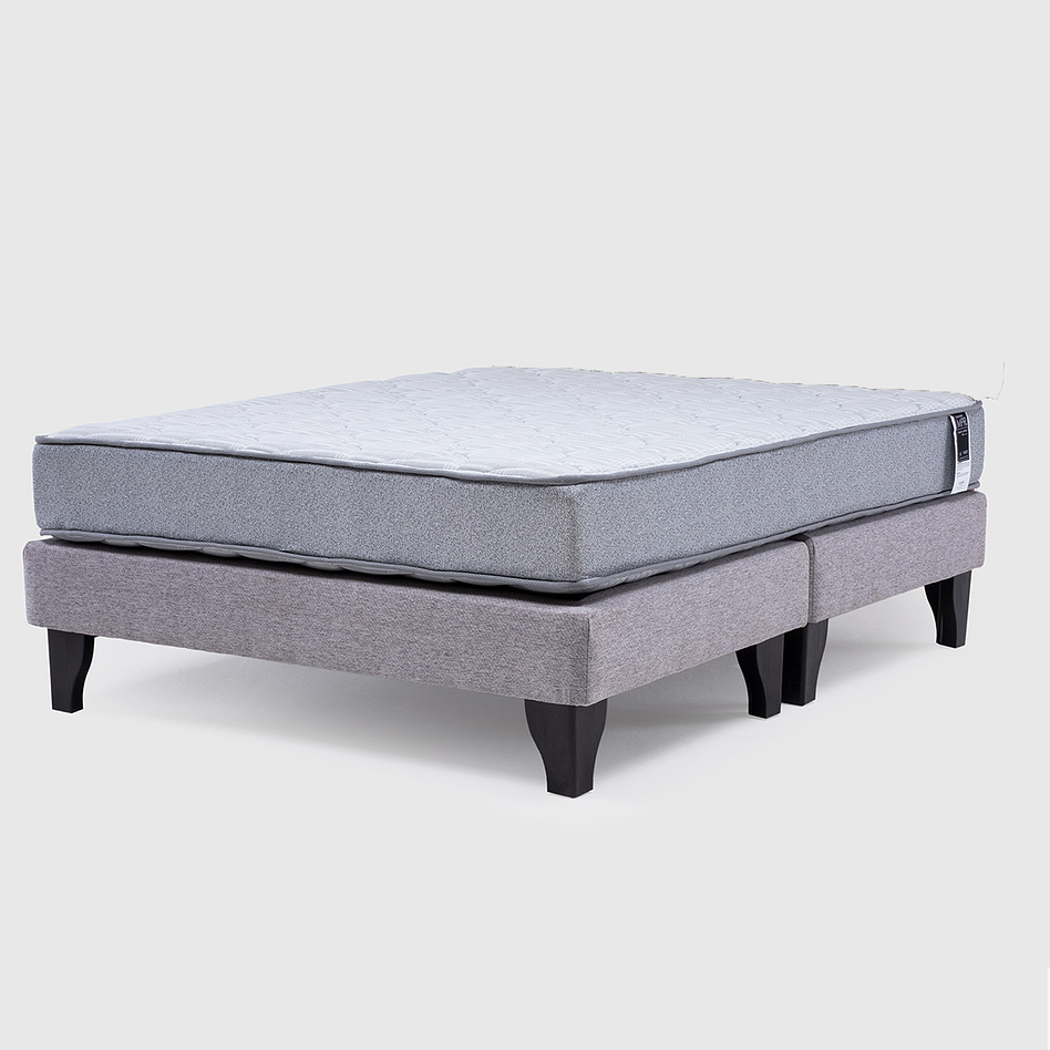 Cama Europea Feel 2 Plaza Tela Gris 2