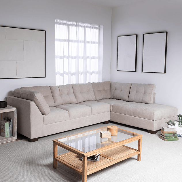 Seccional Edimburgo Derecho Chenille Beige 2