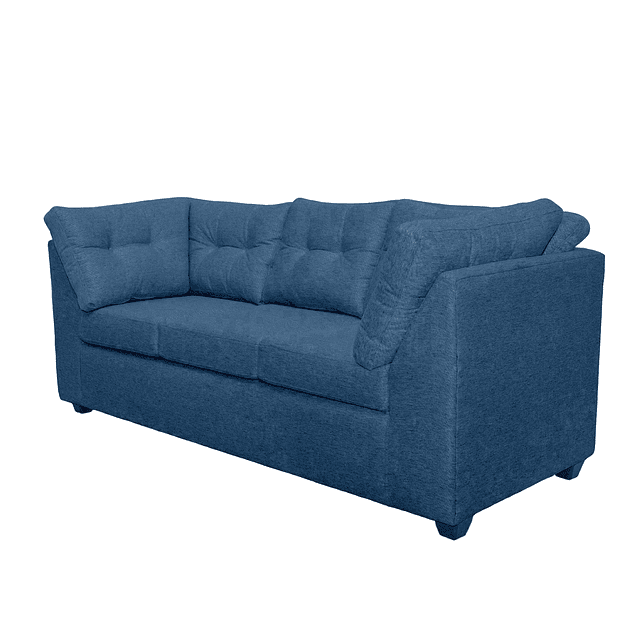 En Liquidación - Sofá Bonsai Felpa Tela Azul 3c 5