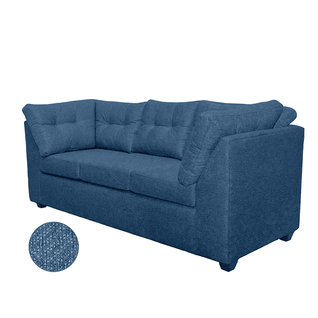 En Liquidación - Sofá Bonsai Felpa Tela Azul 3c 7