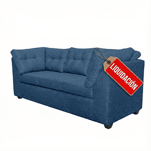 En Liquidación - Sofá Bonsai Felpa Tela Azul 3c