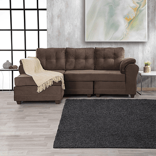 Seccional Queen Intercambiable Felpa Café 3.1