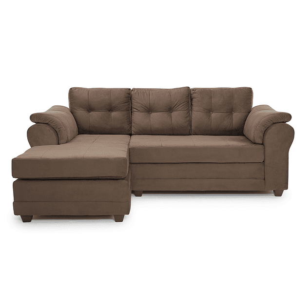 Seccional Queen Intercambiable Felpa Café 3.1 1