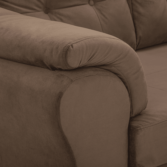 Seccional Queen Intercambiable Felpa Café 3.1 4